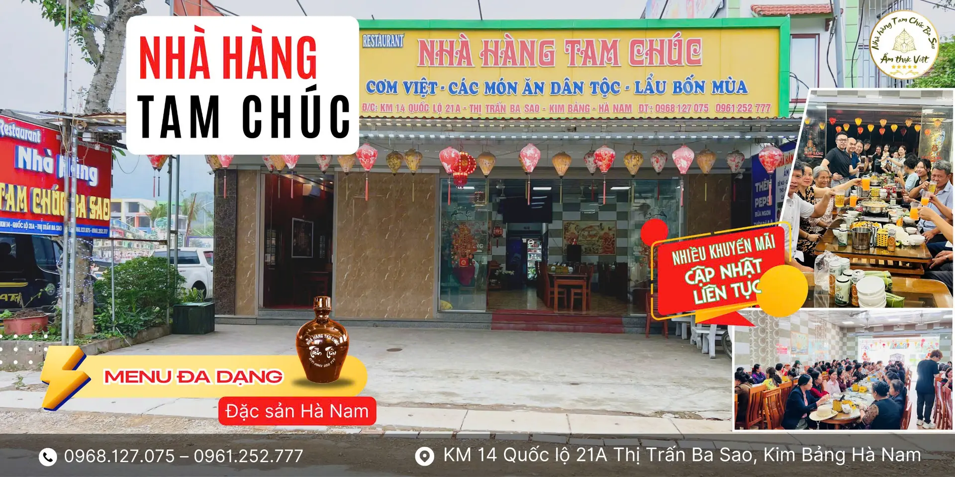 Toàn cảnh Nhà hàng Tam Chúc Ba Sao gần khu du lịch quốc gia Tam Chúc